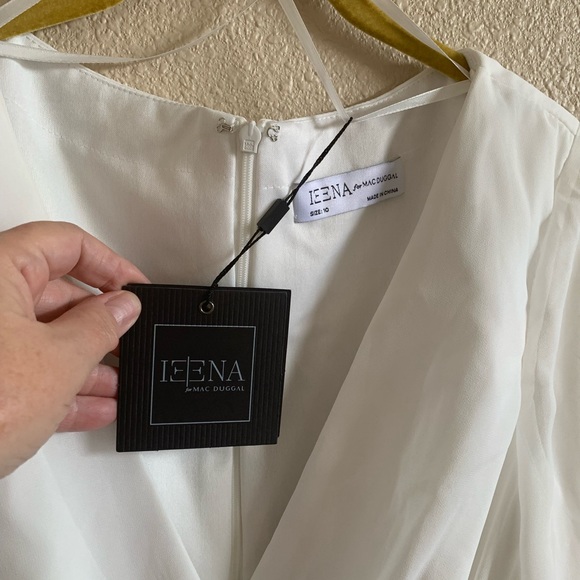 MAC DUGGAL Ruched Long Sleeve Chiffon Cocktail Dress🌴 - Picture 6 of 10